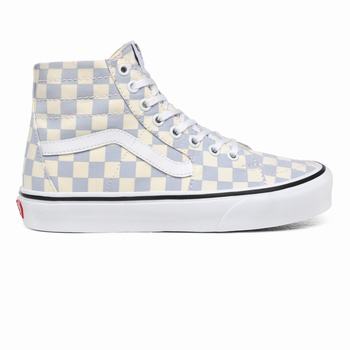 Vans Checkerboard Sk8-Hi Tapered - Naisten Korkeavartiset tennarit - Sininen/Valkoinen